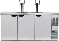 Beverage Air DD72HC-1-S Two Double Tap Kegerator Beer Dispenser - Stainless Steel, 28.4 cu. ft.. Capacity, 5 Amps, 60 Hertz, 1 Phase, 115 Voltage, Swing Door Style, 1/4 HP Horsepower, 3 Number of Doors, 3 Number of Kegs, 4 Taps, 1/2 Barrel Style, Narrow Nominal Depth, 3" Tap Tower Diameter, 60" W x 18.50" D x 29.50" H Interior Dimensions, 33° - 38° F Temperature Range (DD72HC-1-S DD72HC 1 S DD68HC1S) 