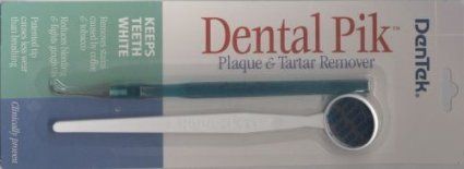 DenTek 00001 Dental Pik Plaque & Tartar Remover and Mirror, Keeps Teeth White, Removes Stains caused by Coffee & Tobacco, Reduces Bleeding & Fights Gingivitis, Patented Tip causes less wear than brushing, UPC 0-47701-00001-4 (DENTEK00001 047701000014 47701000014 USD-00001 USD00001)