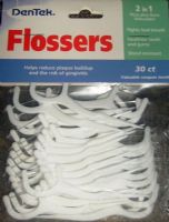 DenTek 00008 Flossers, 2 in 1 Floss plus Gum Stimulator, 30 count, Natural Unscented Unflavored, Fights Bad Breath, Promotes Healthier Teeth and Gums, Shred Resistant, Helps reduce Plaque buildup and the risk of Gingivitis, UPC 0-47701-00008-3 (DENTEK00008 047701000083 47701000083 USD-00008 USD00008) 