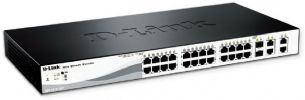 D-Link DES-1210-28 Fast Ethernet Smart Switch with 4 Gigabit Ethernet Ports, 24 Ports, Access Control List, D-Link Safeguard Engine CPU from malicious traffic, Port Security, ARP Spoofing, DHCP server screening, Smart binding, IPv4/ IPv6 Dual Stack, IPv6 management, Web GUI (supports 10 languages), SmartConsole utility, UPC 790069327735 (DES121028 DES1210-28 DES-121028) 