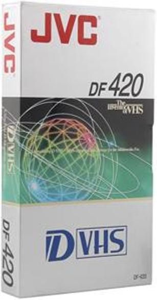 JVC DF420AU D-VHS Videocassette Tape for Digital Recording, 420 minute capacity, Ultra-fine D-Magnetite Particles, Advanced Surface Forming Technology, Improved Head Cleaning Characteristics, Compatible with conventional S-VHS and VHS VCRs, UPC 0046838005770 (DF-420AU DF 420AU DF420A DF420)