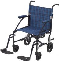 Drive Medical DFL19-BL Fly Lite Ultra Lightweight Transport Wheelchair, Blue, 8" casters in rear; 6" casters in front, 9" Closed Width, 4 Number of Wheels, 18" Seat to Floor Height, 8" Seat to Armrest Height, 18" Back of Chair Height, 19.5" Width Between Posts, 26" Armrest to Floor Height, 18.75" Width of Seat Upholstery, 15.25" Depth of Seat Upholstery, 18.75" Width Between Armrest Pads,  300 lbs Product Weight Capacity,  Blue Frame Primary Product Color, UPC 822383137377 (DFL19-BL DFL19 BL DFL 