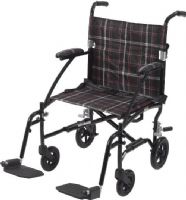 Drive Medical DFL19-BLK Fly Lite Ultra Lightweight Transport Wheelchair, Black, 8" casters in rear; 6" casters in front, 9" Closed Width, 4 Number of Wheels, 18" Seat to Floor Height, 8" Seat to Armrest Height, 18" Back of Chair Height, 19.5" Width Between Posts, 26" Armrest to Floor Height, 18.75" Width of Seat Upholstery, 15.25" Depth of Seat Upholstery, 18.75" Width Between Armrest Pads,  300 lbs Product Weight Capacity,  Black Frame Primary Product Color, UPC 822383137377 (DFL19-BLK DFL19 BL 