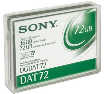 Sony DGDAT72 Storage Media DAT72, 72GB compressed (36GB native), 170m tape length, High data storage capacity of up to 72GB compressed (36 GB native), , Sony DAT72 media can be used in any DAT72 drives, Enhanced data density with Helical scan technolog, UPC 27242640344, 0.1 Lbs (DGDAT-72 DG-DAT72 DGD-AT72 DG DAT72)