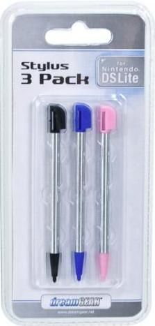 dreamGEAR DGDSL-052 Stylus Pack (3 Pack) for DS/DS Lite, Works with Nintendo DS Lite and other stylus compatible devices, Fits inside Nintendo DS Lite console, Dimensions 3 x 6.5 x .75, UPC 837742000520 (DGDSL052 DGDSL 052)