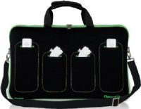 dreamGEAR DGWII-1005 Neo Fit Game Bag, Black/Green, High quality durable neoprene, Stores your Wii Remotes and Nunchucks, Internal sleeve for software storage, Includes detachable shoulder strap, UPC 845620010059 (DGWII1005 DGWII 1005) 