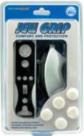 dreamGEAR DGWII-1032 Jeli Grip, Adds comfort and protection for your Wii Remote and Nunchuk, Enhanced gaming comfort, Complete controller protection, Rubberized analog stick caps, Rubberized Remote and Nunchuk sleeve, Includes high quality Velcro wrist strap, UPC 845620010325 (DGWII1032 DGWII 1032)
