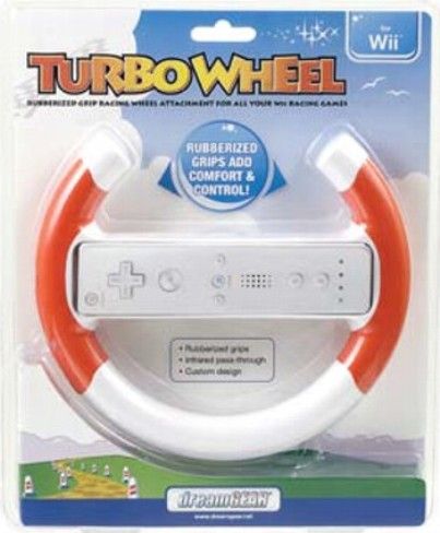 dreamGEAR DGWII-1089 Turbo Wheel, Red, Rubberized grips, Infrared pass-through, Custom design, Compatible with ALL of your favorite Wii Racing Games, UPC 845620010899 (DGWII1089 DGWII 1089)