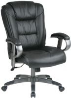 Office Star DHL5266-G13 Executive Leather Chair With 2-to-1 Synchro Tilt And Adjustable Arms, Black Leader with Pewter Frame Finish, One touch pneumatic seat height adjustment, 2-to-1 synchro tilt control with adjustable tilt tension, Adjustable padded loop arms, 20.5" W x 19.5" D x 5" T Seat size, 20.5" W x 24.5" H x 4" T Back size (DHL5266G13 DHL5266 DHL-5266-G13 DHL 5266 DHL-5266) 