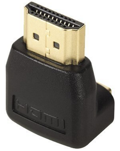 RCA DHRAF HDMI Right Angle Adapter; Connects to an HDMI cable for right angle installation; Designed for tight spaces behind components where cable bends are challenging; Supports 3D, ethernet, and Audio Return Channel via HDMI; UltraHD compatible; Supports high-definition video formats (up to 2160P) as well as enhanced and standard definition formats; Supports a wide variety of audio formats, from stand stereo to multi-channel surround sound; UPC 044476113314 (DHRAF DHRAF)