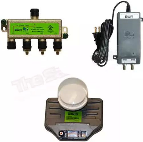 Direc TV SL3S SWM SL3S Lnb Kit With Power And Splitter, This Unit Can Support Up To 8 Tuners, Either 8 Standard Tuners, With SWM Compatible Dvrs, B-Band Converters Are NOT Required, Dimension 8.6