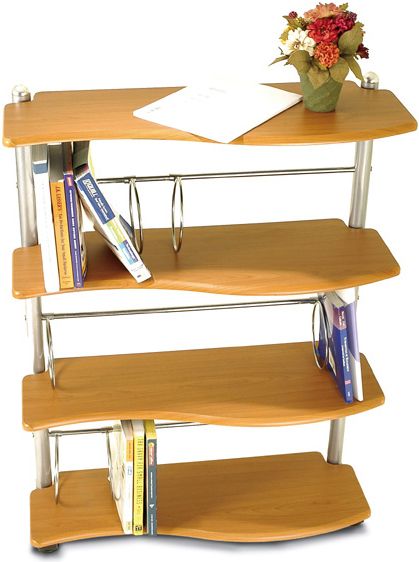 Leda DL-094B MDF Book Shelf, Ergonomic Four Shelf Unit, Chrome Tube Frame (DL094B, DL-094, DL094, Ledadesk, Leda Desk)