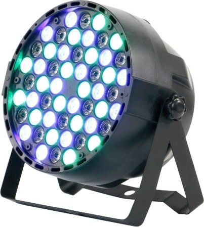 QFX DL-154 LED Disco Light, Light Source 54x 1W RGBW LEDs, 5 Light Modes (Control, Auto, Sound, DMX512, and Master-Slave), 8 Channels, 60W Power Consumption, AC 90-240V 50-60Hz, Unit Size 7.5x7.5x8, Weight 3.25 Lbs, UPC 606540030998 (DL154 DL 154)