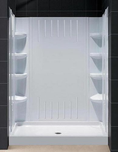 DreamLine DL-6168L-00 AMAZON Shower Base and Backwall Kit, Designed for glass height not to exceed 72 7/8