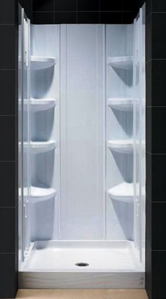 DreamLine DL-6172C-00 TRIO Shower Base and Backwall Kit, Designed for glass height not to exceed 72 7/8