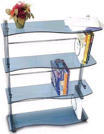 Leda DL-94BG Tempered Glass Bookcase, 4 Level Shelf, Blue Glass (DL 94BG, DL94BG, DL-94B, DL-94, LedaDesk, Leda Desk)