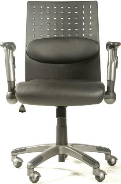Leda DL-CL770-2905, model DL-CL770 Ergonomic Leather Manager Chair, Height Adjustable, Arm Rest Adjustable UP/down, Arm Rest Adjustable Side to Side, Powder coated PVC plastic legs, black color Dimensions: 19