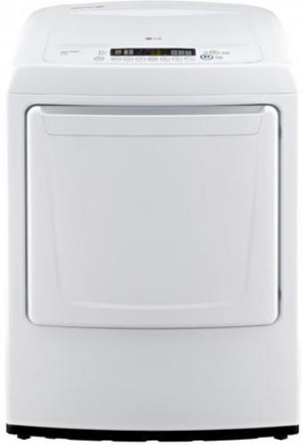 LG DLE1001W 7.3 cu. ft. Ultra Large Capacity Top Load Dryer with Distinct and Modern Front Control Design (Electric); Electronic Control Panel with Dual LED Display; Helps Protect the ControlPanel Against Spills; FlowSense Duct Clogging Indicator; Dryer Type: Electric; Design Look: Front Control; No. of Programs: 9; Programs (Sensor Dry): Cotton/Normal, Perm. Press/Casual, Heavy Duty, Delicates, Small Load, Towels; UPC 048231013949 (DLE1001W DLE-1001W)