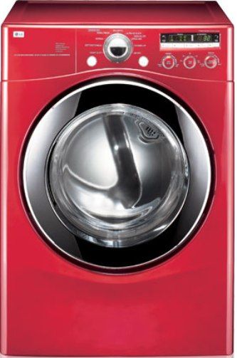 LG DLE2301R Ultra Capacity Electric Dryer with NeveRust Stainless Steel Drum, Wild Cherry Red, XL Load Capacity (7.3 cu.ft.), Sensor Dry System for Intelligent Fabric Care and Energy Efficiency, 9 Drying Programs, 5 Temperature Levels, Precise Temperature Control with Variable Heat Source, FlowSense, Drying Rack, Wrinkle Care Option, UPC 048231010290 (DLE-2301R DLE 2301R DLE2301)