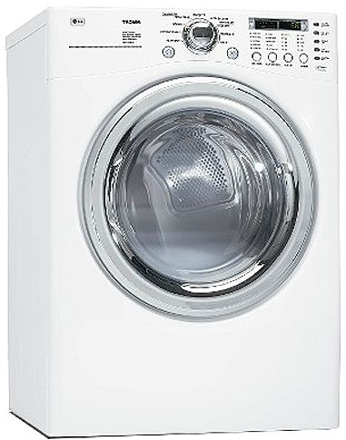 LG DLE7177WM White, 7.3 cu. ft. Capacity Electric Dryer with Dual Humidity Sensors, No Check Lint Screen Light, Dual LED Cycle Status Light,  No Damp Dry Signal, Door Window, Drum Light, End-of-Cycle Signal, Quiet Package LoDecibel Operation, Air Dry, Anti-bacterial Custom Cycle, 39 in. Height to Top of Control Panel, Electric Power Source, Dial-A-Cycle controls, Includes Dry Rack (DLE-7177-WM  DLE 7177 WM  DLE7177WM  DLE-7177WM)