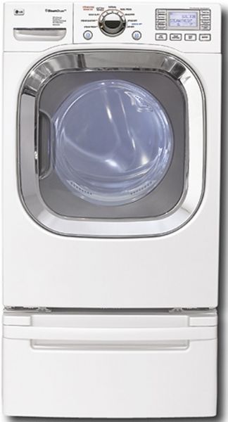 LG DLEX3001W Front-Load Electric Dryer with 7.4 cu. ft. Capacity, 9 Drying Programs, 5 Temperature Levels, SteamFresh & SteamSanitary Cycle and LCD Display, White Color, Front Loader, Intelligent Electronic Controls with Blue LCD Display, Dial-A-Cycle, SteamFresh, SteamSanitary, ReduceStatic, EasyIron, Sensor Dry, Precise Temperature Control with Variable Heater (DLEX-3001W DLEX 3001W)