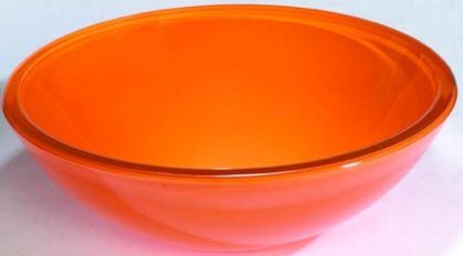 Dreamline DLG013-A5 Neon Orange Art Vessel Sink, Chrome Mounting Ring, 0.625