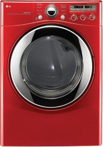 LG DLG2351R Front Load Gas Dryer, Wild Cherry Red, 7.3 cu.ft. Large Capacity, Intelligent Electronic Controls, Sensor Dry System, SmartDiagnosis, LoDecibel Quiet Operation, 9 Drying Programs, 5 Temperature Settings, Wrinkle Care Option, Custom Program, Upfront Electronic Control Panel with Dual LED Display and Dial-A-Cycle, UPC 048231011389 (DLG-2351R DLG 2351R DLG2351)