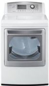 LG DLGX5171W 7.3 cu. ft. Ultra Large Capacity SteamDryer (Gas); Type of Display: Dual LED; Dimensions (WxHxD): 27" x 45 3/8" x 28 3/8"; Capacity: 7.3 cu. ft; SteamDryer: Yes; Designer Color: White; Number of Drying Programs: 14; Number of Temp Levels: 5; Number of Options: 9; Dial-A-Cycle: Yes; Sensor Dry System: Yes; Warranty: 1 Year Parts and Labor; Options: Damp Dry Signal, End of Cycle Signal, EasyIron, ReduceStatic, Less Time, More Time, Child Lock (DLGX5171W DLGX5171W) 