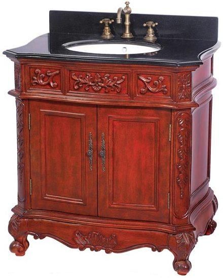 DreamLine DLVBJ-011AC Antique Bathroom Vanity, Solid Antique Cherry birch wood cabinet frame and legs, Two front doors open to a vanity storage compartment, Three-hole faucet and plumbing accessories in antique bronze sold separately, Includes sinks, cabinet, countertop and backsplash (DLVBJ-011AC DLVBJ 011AC DLVBJ011AC DLVBJ011 DLVBJ-011 DLVBJ 011)