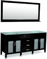 Belmont Décor DM1D3-72/BLK Dayton Bathroom Vanity, Black wood finish, Four frosted glassdoors with soft-closing hinges, Three dovetail drawers with soft-close glides, Tempered double glass basins with white painting, CARB Compliant, Matching luxurious 72 x 32 inch mirror included, Vanity Size: 73 x 22 x 35 inch, UPC 816606012893 (DM1D372BLK DM1D372/BLK DM1D3-72BLK DM1D3-72-BLK) 
