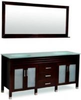 Belmont Décor DM1D3-72/ESP Dayton Bathroom Vanity, Espresso wood finish, Four frosted glassdoors with soft-closing hinges, Three dovetail drawers with soft-close glides, Tempered double glass basins with white painting, CARB Compliant, Matching luxurious 72 x 32 inch mirror included, Vanity Size: 73 x 22 x 35 inch, UPC 816606012886 (DM1D372ESP DM1D372/ESP DM1D3-72ESP DM1D3-72-ESP) 