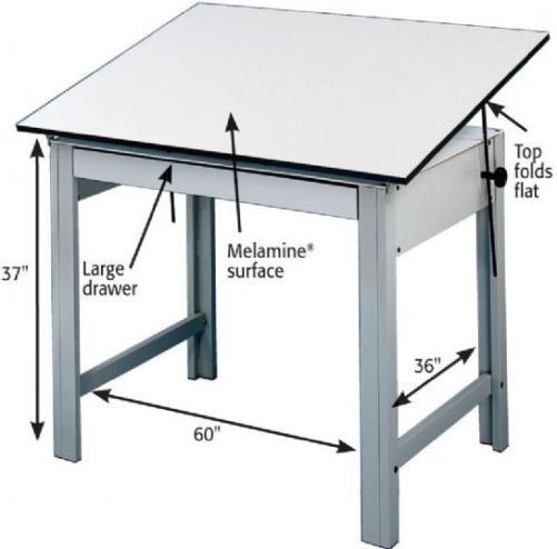 Alvin DM60ND Professional Drawing Table, Gray Base White Top 37.5