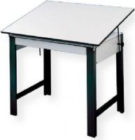 Alvin DM60ND-BK Professional Drawing Table, Black Base White Top 37.5" x 60.0"; Angle Adjustment Range 0 to 45 degrees; Steel Base Material; Melamine Top Material; Height 37"; Top Size 37.5" x 60"; Weight 129 lbs; Shipping Weight 142 lbs; UPC 88354950721 (DM60NDBK DM60-ND-BK DM-60ND-BLACK ALVINDM60ND-BK ALVIN-DM60-ND-BK ALVIN-DM-60ND-BK) 