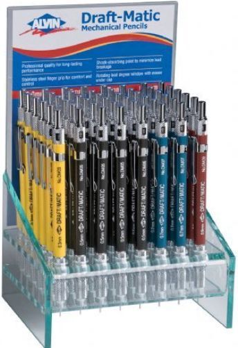 Alvin DM65D Draft-Matic Mechanical Pencil Display; 48 assorted DM-series pencils; Mechanical Type; Dimensions 5.5