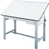 Alvin DM72CT Professional Drawing Table, Gray Base White Top 2 Drawers 37.5" x 72.0"; Angle Adjustment Range 0 to 45 degrees; Steel Base Material; Melamine Top Material; Height 37"; Top Size 37.5" x 72"; Weight 166 lbs; Shipping Weight 183 lbs; UPC 88354803775 (DM72CT DM72-CT DM-72CT ALVINDM72CT ALVIN-DM72-CT ALVIN-DM-72CT) 