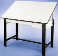 Alvin DM72CT-BK Professional Drawing Table, Black Base White Top 2 Drawers 37.5" x 72.0"; Angle Adjustment Range 0 to 45 degrees; Steel Base Material; Melamine Top Material; Height 37"; Top Size 37.5" x 72"; Weight 166 lbs; Shipping Weight 183 lbs; UPC 88354803782 (DM72CTBK DM72-CT DM-72CT-BLACK ALVINDM72CTBK ALVIN-DM72-CT-BK ALVIN-DM-72CTBK) 
