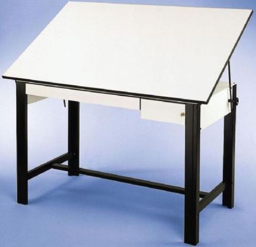 Alvin DM72ND-BK Professional Drawing Table, Black Base White Top 37.5