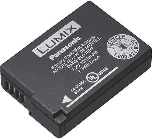 Panasonic DMW-BLD10PP Lithium-Ion Battery For use with Lumix DMC-G3, DMC-G3K, DMC-G3W, DMC-G3X, DMC-GF2, DMC-GF2C, DMC-GF2CEC-K, DMC-GF2CEC-R, DMC-GF2CEC-S, DMC-GF2CEC-W, DMC-GF2CEG-K, DMC-GF2CEG-R, DMC-GF2CEG-S, DMC-GF2CEG-W, DMC-GF2CK, DMC-GF2CR, DMC-GF2CS, DMC-GF2CW, DMC-GF2K; UPC 885170030411 (DMWBLD10PP DMW BLD10PP)
