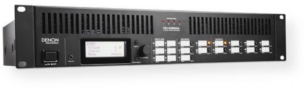 Denon Professional DN-508MXA Eight-Zone Mixer with 4-Zone Amplifier; 6 mic/line inputs; 4 ST inputs; 1 aux input on front and rear; 8 zone outputs; 4 zone amplifier input; 4 zone 4 Ohm / 8 Ohm output or 2 zone 70V/100V/BTL speaker output; Full BTL circuit for balanced output; Professional-grade grounding and sound quality; Remote controllability using TCP/IP, RS-232, and RS-422; UPC 694318018637 (DENONDN-508MXA DENONDN508MXA DN508MXA DN 508MXA DENON-DN-508MXA)