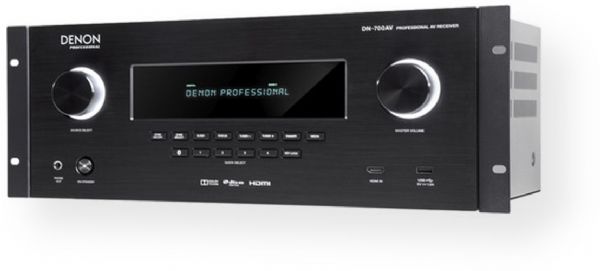 Denon Professional DN-700AV Professional 7.1 AV Receiver; Six HDMI version 2.0 inputs and one output; Component and composite video inputs and outputs; Dolby TrueHD / Dolby Digital Plus / Dolby Digital / DTS-HD Master Audio / DTS ES; XLR balanced 7.1 preamp outputs; Euroblock 7.1 amplified outputs (75W per channel); Bluetooth 4.0; FM tuner with 20-channel memory; UPC 694318022238 (DENONDN-700AV DENONDN700AV DN700AV DN 700AV DENON-DN-700AV)