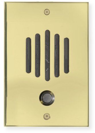 Channel Vision DP-0252P DP Series Intercom System; Polished Brass; Designed to match popular lock and door hardware; Integrates a weather resistant speaker and microphone, doorbell button, and wall plate into one entry unit; 0.25” thick solid brass plate; Panasonic Compatible; UPC 690240015034 (DP0222P DP-0222 DP-0222-INTERCOM CVDP-0222 DP-0222-CV DP-0222-CHANNELVISION) 