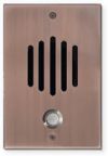 Channel Vision DP-0262 DP Series Intercom System; Antique Copper; Designed to match popular lock and door hardware; Integrates a weather resistant speaker and microphone, doorbell button, and wall plate into one entry unit; 0.25” thick solid brass plate; Discrete speaker and microphone; UPC 690240014747 (DP0262 DP-0262 DP-0262-INTERCOM CVDP-0262 DP-0262-CV DP-0262-CHANNELVISION)  