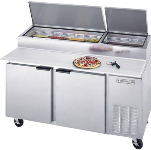 Beverage Air DP67 Pizza Prep Table, 6.3 Amps, 60 Hertz, 1 Phase, 115 Volts, 18 Pans - 1/3 Size Food Pan Capacity, Doors Access Type, 27 Cubic Feet Capacity, Side Mounted Compressor, Swing Door Style, Solid Door Type, 1/4 Horsepower, 2 Number of Doors, 4 Number of Shelves, Air Cooled Refrigeration Type, 33 - 40 Degrees F Temperature Range (DP67 DP-67 DP 67)