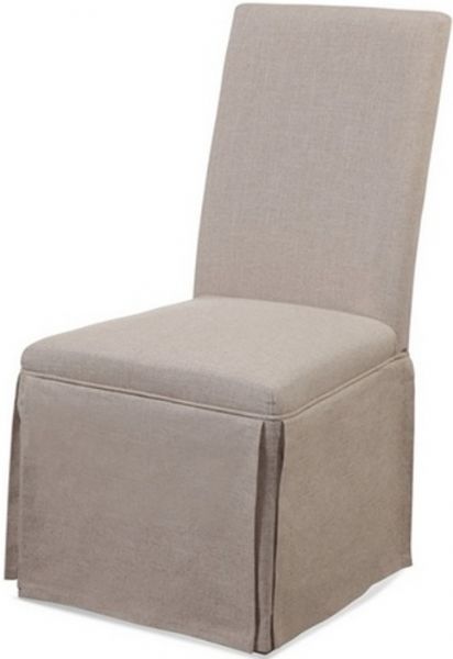 Bassett Mirror DPCH8-739EC Skirted Parsons Chair, Hardwood legs, Fully skirted Jefferson linen fabric, High density foam seat cushion, Part of the Parsons Chair Collection, 19