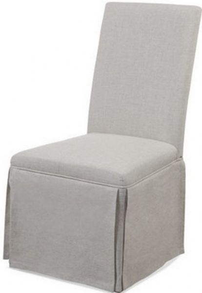 Bassett Mirror DPCH8-746EC Skirted Parsons Chair, Hardwood legs, Fully skirted Jefferson linen fabric, High density foam seat cushion, Part of the Parsons Chair Collection, 19