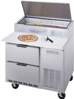 Beverage Air DPD46-2 Two Drawer Pizza Prep Table, 6.3 Amps, 60 Hertz, 1 Phase, 115 Volts, 6 Pans - 1/3 Size Food Pan Capacity, Drawers Access Type, 16.7 Cubic Feet Capacity, Side Mounted Compressor, 1/4 Horsepower, 2 Number of Drawers, 4 - 3" casters, 2 with brakes, Air Cooled Refrigeration Type, 33 - 40 Degrees F Temperature Range, 1/4 hp compressor and R134a refrigerant maintain food safe holding temperatures (DPD462 DPD46-2 DPD46 2) 