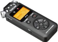 Tascam DR-05 Portable Handheld Digital Linear PCM Recorder, Built-in Stereo Condenser Omnidirectional Microphones with sensitivity up to 125dB SPL, Up to 96kHz/24-bit WAV (BWF) linear PCM recording, Stereo MP3 recording from 32-320 kbps bit rate; Peak Reduction function, optimized for music recording, automatically sets the gain of while recording; UPC 043774026784 (DR05 DR 05) 