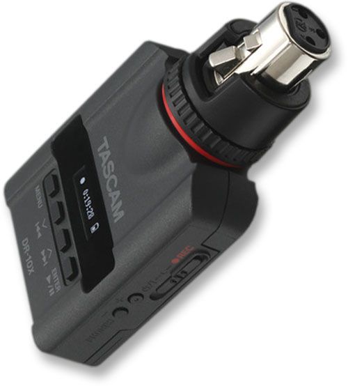 Tascam DR-10X Plug-On Micro Linear PCM Recorder (XLR); XLR jack mounts directly to dynamic microphone (It also can use condenser microphone powered by battery); 48 kHz/24-bit mono digital recording; Uses standard microSD/microSDHC card media (up to 32 GB); Mic pre gain Low/Mid/High control; UPC 043774031283 (TASCAMDR10X TASCAM DR10X DR 10X DR-10X)