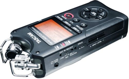 Tascam DR-40 Portable Handheld 4-Track Digital Recorder, Built-in condenser microphones, adjustable to XY or AB position, XLR / 1/4 mic/line input with phantom power, Record the built-in microphones with the XLR mic or line input for a four-track recording, Dual recording mode captures a safety track at a lower level to avoid distortion, UPC 043774027583 (DR40 DR 40)
