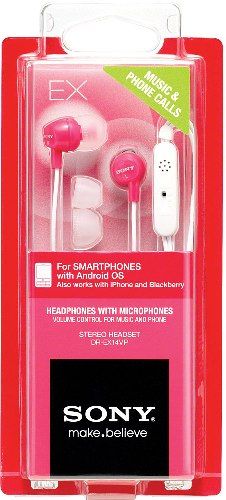 Sony DRE-X14VPPNK Smartphone Stereo Headphones with Microphone & Remote, Pink; Large 9mm speaker driver produces amazingly clear sound; In-line remote houses a microphone and volume controls along with call answer/end functionality; Play/pause your music and control volume without taking your phone from your pocket; UPC 027242832817 (DREX14VPPNK DRE X14VPPNK DRE-X14VPPK DRE-X14VP)